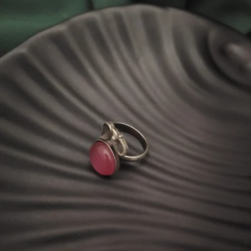 Glamaya Boho Chic Elephant Charm Ring: Silver & Orange 2 GLAM-RI-OX-40-439572-71-2 Glamaya Boho Chic Elephant Charm Ring: Silver & Orange 2 GLAM-RI-OX-40-439572-71-2