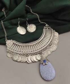 Glamaya Exquisite Oxidised Coin Jewelry Set - Traditional & Ethnic Combo 1 GLAM-CN-OX-15F7-103406-25-7