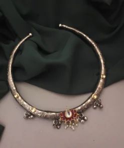 Glamaya Elegant Red Tribal Hasli Necklace - Handmade Ethnic Choker 1 GLAM-NE-OX-95-877530-150-2