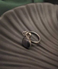 Glamaya Silver Elephant Adjustable Ring: Black & Stylish 2 GLAM-RI-OX-40-343717-71-2