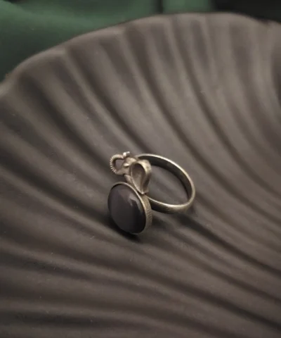 Glamaya Silver Elephant Adjustable Ring: Black & Stylish 2 GLAM-RI-OX-40-343717-71-2