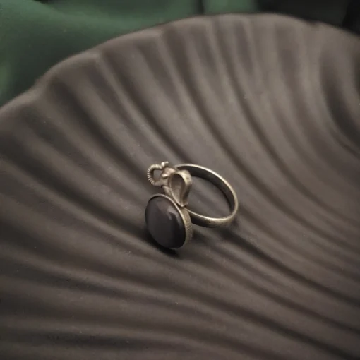 Glamaya Silver Elephant Adjustable Ring: Black & Stylish 2 GLAM-RI-OX-40-343717-71-2 Glamaya Silver Elephant Adjustable Ring: Black & Stylish 2 GLAM-RI-OX-40-343717-71-2