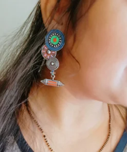 Glamaya Stylish Silver Lookalike Multicolour Earrings For Women 2 GLAM-ER-OX-22-915490-35-5