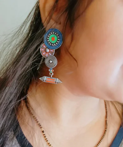 Glamaya Stylish Silver Lookalike Multicolour Earrings For Women 2 GLAM-ER-OX-22-915490-35-5