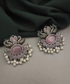 Glamaya Exquisite Peacock Stone Stud Earrings 1 GLAM-ER-ST-30-649369-49-5