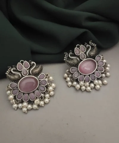 Glamaya Exquisite Peacock Stone Stud Earrings 1 GLAM-ER-ST-30-649369-49-5