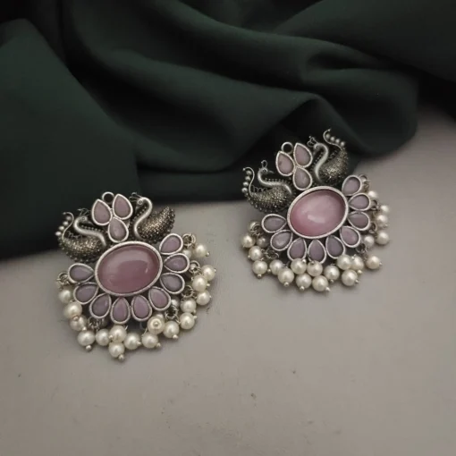 Glamaya Exquisite Peacock Stone Stud Earrings 1 GLAM-ER-ST-30-649369-49-5