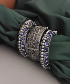 Glamaya Blue Oxidized Bangles Set - Fashionable 3 Pc Combo 1 GLAM-CB-OX-310-718156-525-2