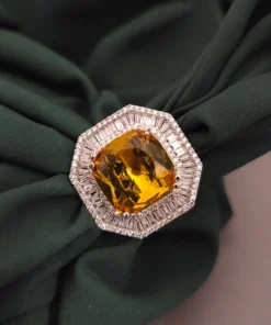 Glamaya Yellow Cz Monalisa Adjustable Ring: Fashion Statement For Women 1 GLAM-RI-CZ-70-808046-110-5