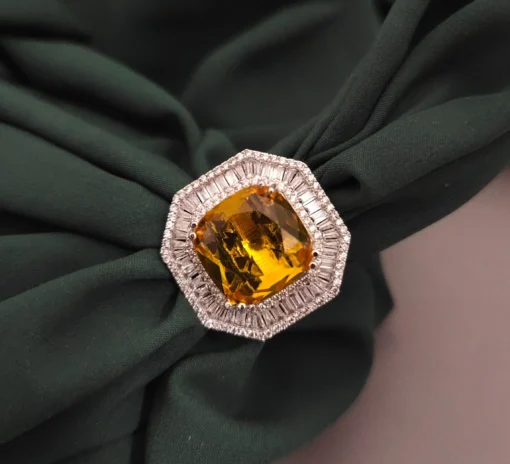 Glamaya Yellow Cz Monalisa Adjustable Ring: Fashion Statement For Women 1 GLAM-RI-CZ-70-808046-110-5