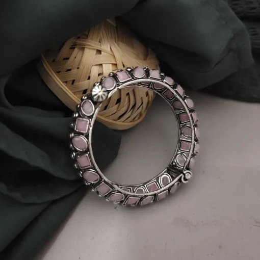 Glamaya Pink Oxidised Screw Bangle: Stylish Arm Accessory 2 GLAM-BB-OX-125-631800-215-2 Glamaya Pink Oxidised Screw Bangle: Stylish Arm Accessory 2 GLAM-BB-OX-125-631800-215-2