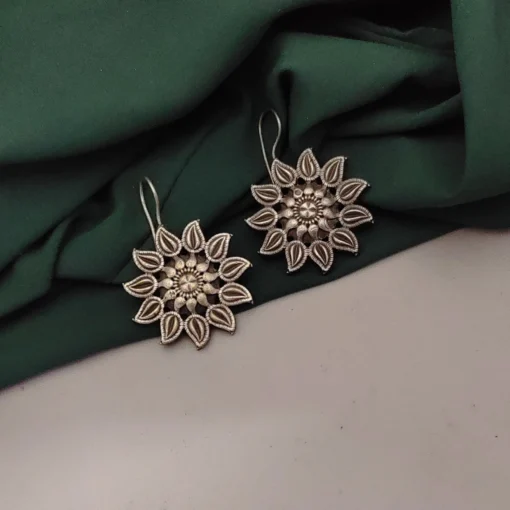 Glamaya Chic Silver Flower Earrings: Stylish & Affordable 1 GLAM-ER-OX-50-287948-82-2