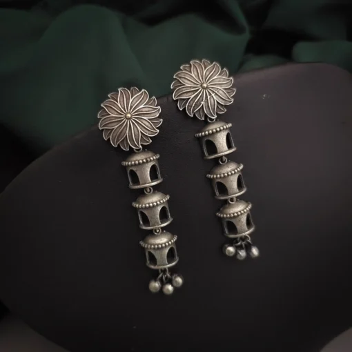 Glamaya Chic Silver Flower Jhumka Earrings: Trendy & Best For Women 1 GLAM-ER-OX-30-304143-49-5