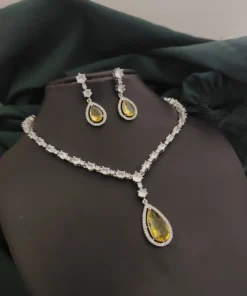 Glamaya Stunning Bollywood Inspired Yellow Necklace Earring Set 1 GLAM-CN-CZ-175-240168-275-2