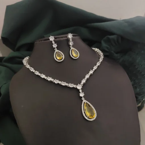 Glamaya Stunning Bollywood Inspired Yellow Necklace Earring Set 1 GLAM-CN-CZ-175-240168-275-2