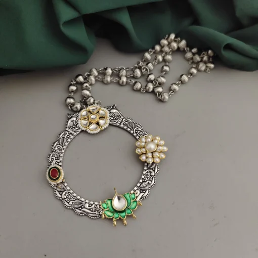 Glamaya Ethnic Fusion Long Necklace: Trendy Oxidised Design For Women 2 GLAM-NE-OX-16-028091-30-10 Glamaya Ethnic Fusion Long Necklace: Trendy Oxidised Design For Women 2 GLAM-NE-OX-16-028091-30-10