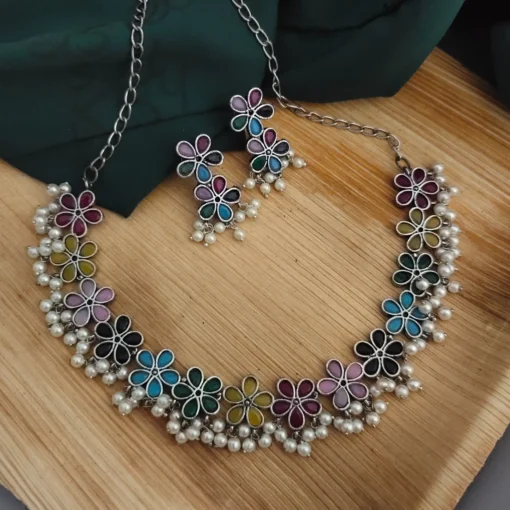 Glamaya Stylish Multicolour Choker Necklace Set 1 GLAM-CN-OX-36F7-051736-50-6
