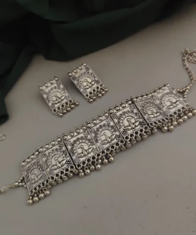 Glamaya Elegant Peacock Choker & Earring Set 1 GLAM-CN-OX-50-335676-82-2