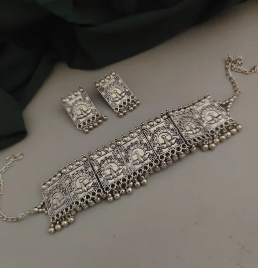Glamaya Elegant Peacock Choker & Earring Set 1 GLAM-CN-OX-50-335676-82-2