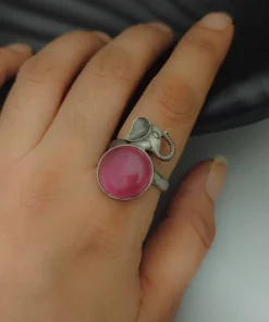 Glamaya Pink Elephant Silver Lookalike Adjustable Ring - Stylish Women's Jewelry 3 GLAM-RI-OX-40-195952-71-2