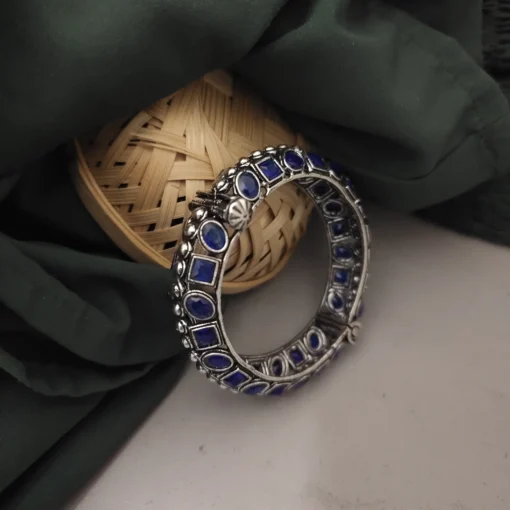 Glamaya Blue Openable Oxidized Bangle: Trendy Design For Women 1 GLAM-BB-OX-25-940183-43-10