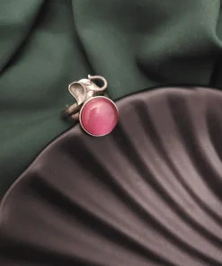 Glamaya Pink Elephant Silver Lookalike Adjustable Ring - Stylish Women's Jewelry 1 GLAM-RI-OX-40-195952-71-2