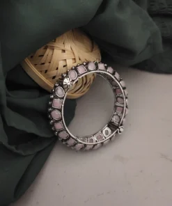 Glamaya Pink Oxidised Screw Bangle: Stylish Arm Accessory 1 GLAM-BB-OX-125-631800-215-2