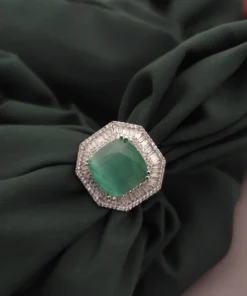 Glamaya Mint Green Cz Adjustable Ring For Women - Stylish & Affordable Jewelry 1 GLAM-RI-CZ-175-970728-275-2