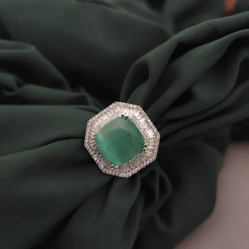 Glamaya Mint Green Cz Adjustable Ring For Women - Stylish & Affordable Jewelry 1 GLAM-RI-CZ-175-970728-275-2