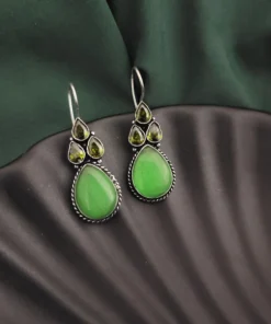 Glamaya Peach Semi Precious Stone Hook Earrings: Trendy & Stylish Finds For Women 1 GLAM-ER-ST-22-260743-35-5
