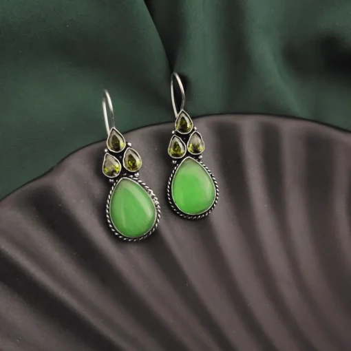 Glamaya Peach Semi Precious Stone Hook Earrings: Trendy & Stylish Finds For Women 1 GLAM-ER-ST-22-260743-35-5