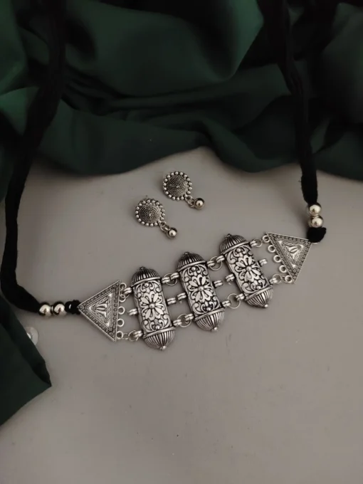 Glamaya Trendy Oxidised Choker Necklace Set For Girls 1 GLAM-CN-OX-5-733539-9-10
