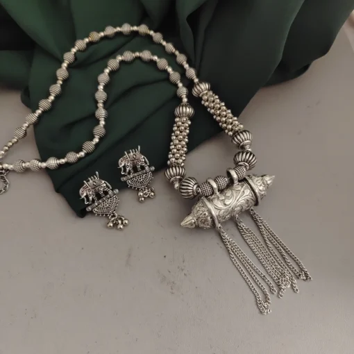 Glamaya Stylish Oxidised Long Tabeez Necklace Earring Set 2 GLAM-CN-OX-30-078232-49-5 Glamaya Stylish Oxidised Long Tabeez Necklace Earring Set 2 GLAM-CN-OX-30-078232-49-5