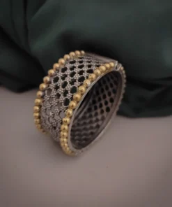 Glamaya Chic Two-tone Silver Bangle: Trendy Armlet For Women 1 GLAM-BB-TT-80-022963-110-5