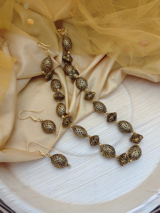 Glamaya Chic Gold Beads Balls Necklace Earrings Set 2 GLAM-CN-BE-232F5-953102-290-2