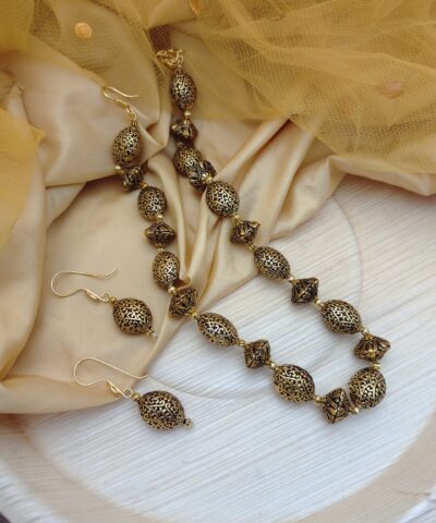 Glamaya Chic Gold Beads Balls Necklace Earrings Set 2 GLAM-CN-BE-232F5-953102-290-2