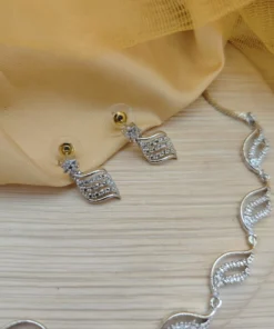 Glamaya Sparkling Cz Statement Necklace & Earring Set 2 GLAM-CN-CZ-50-281901-86-5