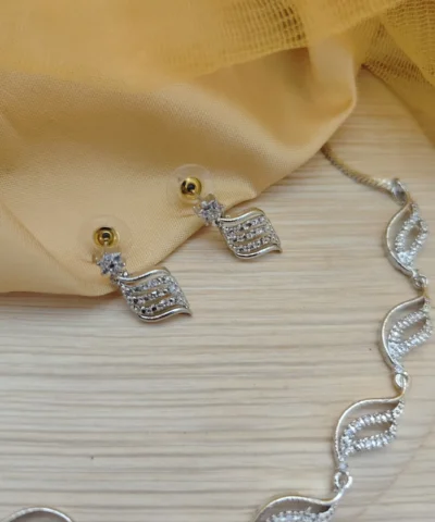 Glamaya Sparkling Cz Statement Necklace & Earring Set 2 GLAM-CN-CZ-50-281901-86-5