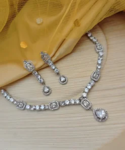 Glamaya Dazzling Cz Diamond Necklace Earrings Combo 2 GLAM-CN-CZ-55-631057-105-10