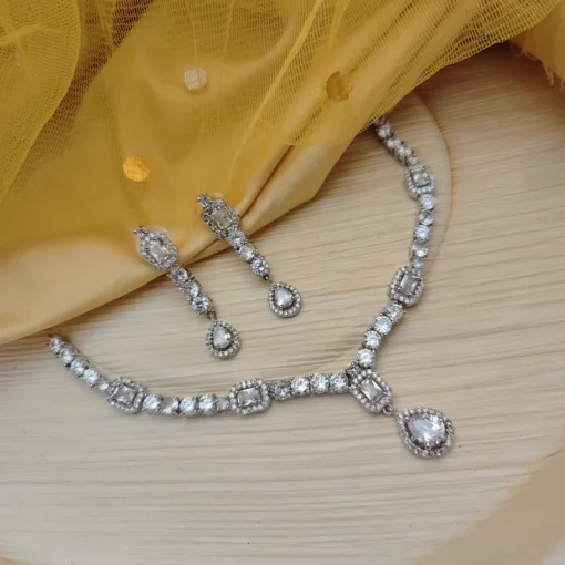 Glamaya Dazzling Cz Diamond Necklace Earrings Combo 2 GLAM-CN-CZ-55-631057-105-10 Glamaya Dazzling Cz Diamond Necklace Earrings Combo 2 GLAM-CN-CZ-55-631057-105-10