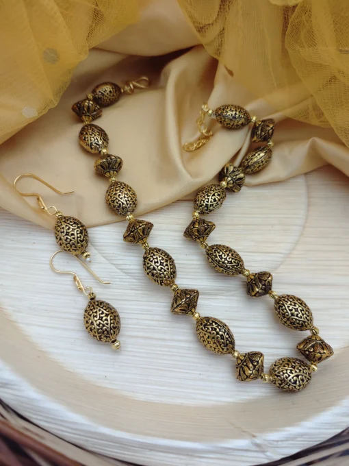 Glamaya Chic Gold Beads Balls Necklace Earrings Set 4 GLAM-CN-BE-232F5-953102-290-2