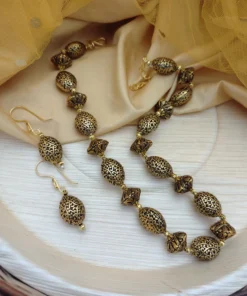 Glamaya Chic Gold Beads Balls Necklace Earrings Set 4 GLAM-CN-BE-232F5-953102-290-2