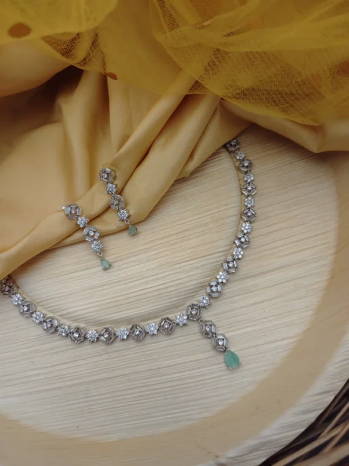 Glamaya Dazzling Cz Diamond Necklace & Earrings Set - Sparkle In Style! 5 GLAM-CN-CZ-183F3-168153-350-3