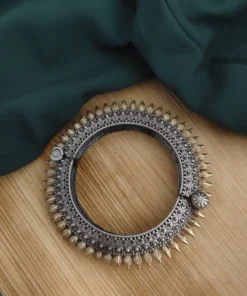 Glamaya Glamorous Two-tone Silver Bangle: Affordable Elegance For Women 2 GLAM-BB-TT-35-104387-55-10