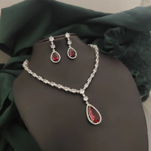 Glamaya Red Alia Bhatt Inspired Necklace Earrings Combo 1 GLAM-CN-CZ-35-539748-55-10