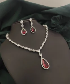 Glamaya Red Alia Bhatt Inspired Necklace Earrings Combo 1 GLAM-CN-CZ-35-539748-55-10