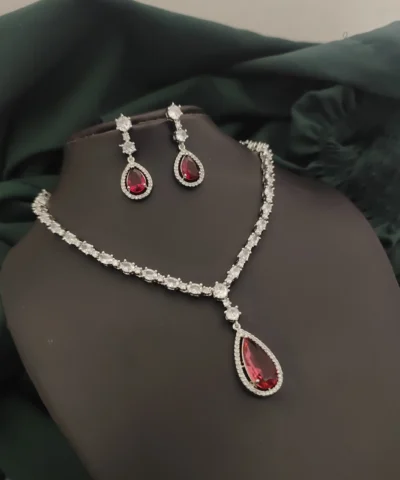 Glamaya Red Alia Bhatt Inspired Necklace Earrings Combo 1 GLAM-CN-CZ-35-539748-55-10