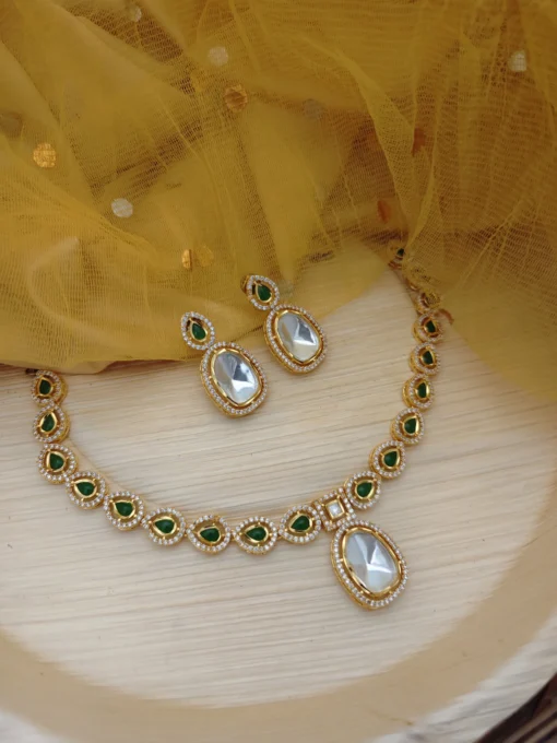 Glamaya Exquisite Uncut Polki Kundan Necklace Earrings Combo 3 GLAM-CN-CZ-114-738820-125-10 Glamaya Exquisite Uncut Polki Kundan Necklace Earrings Combo 3 GLAM-CN-CZ-114-738820-125-10