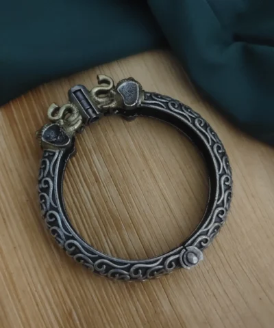 Glamaya Stylish Two Tone Oxidised Elephant Bangle 2 GLAM-BB-TT-135-549049-215-2