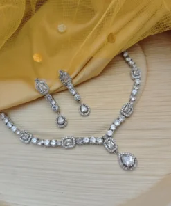 Glamaya Dazzling Cz Diamond Necklace Earrings Combo 1 GLAM-CN-CZ-55-631057-105-10